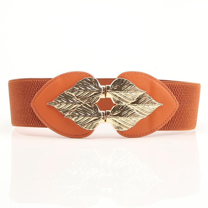 Cool With Waist Corset Leaf Shape Belt Decorative Clothes Skirt Stretch Waist Line Women'S Waist Seal