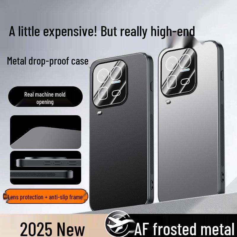 iQOO 15 Ultra Frosted Metal Case with Lens Protection - Solid Color, Drop-Resistant for iQOO 12/13.