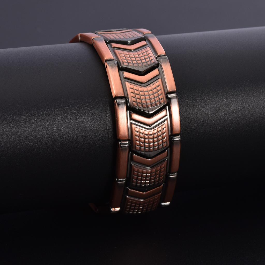 Vintage Red Copper Magnetic Therapy Bracelet for Men Cross Design Negative Ion Fashion Health Bracelet