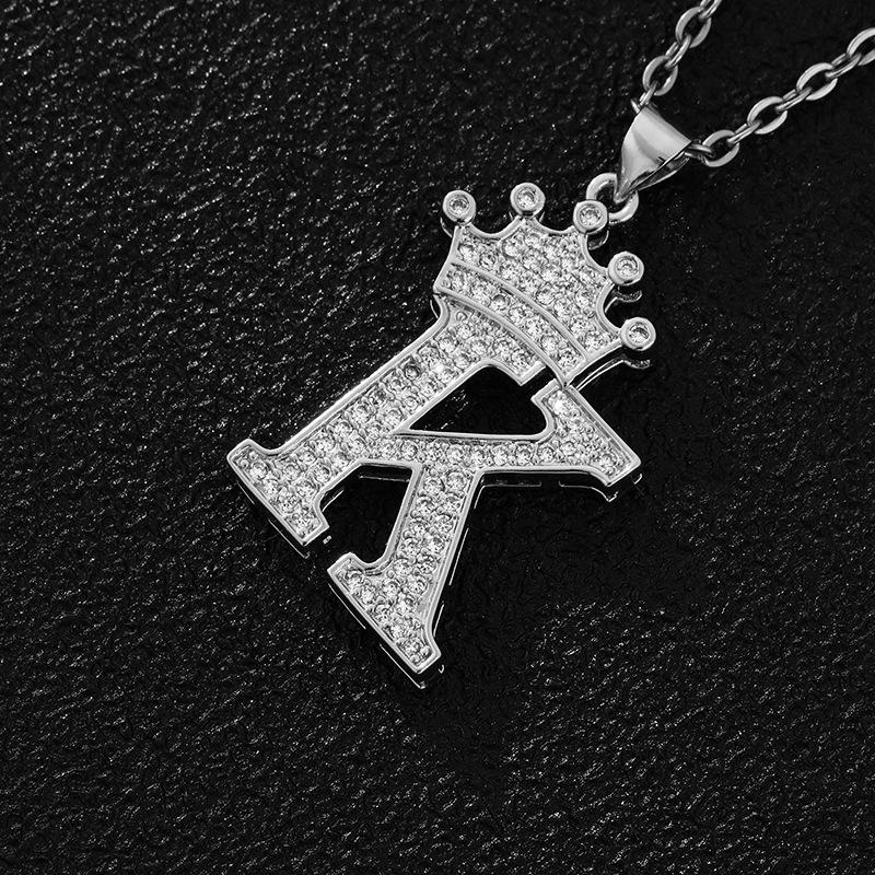 Fashion Luxury A-Z Crown Alphabet Pendant Chain Necklace Punk Style Lucky Initial Name  Best Party Wedding Birthday Gift