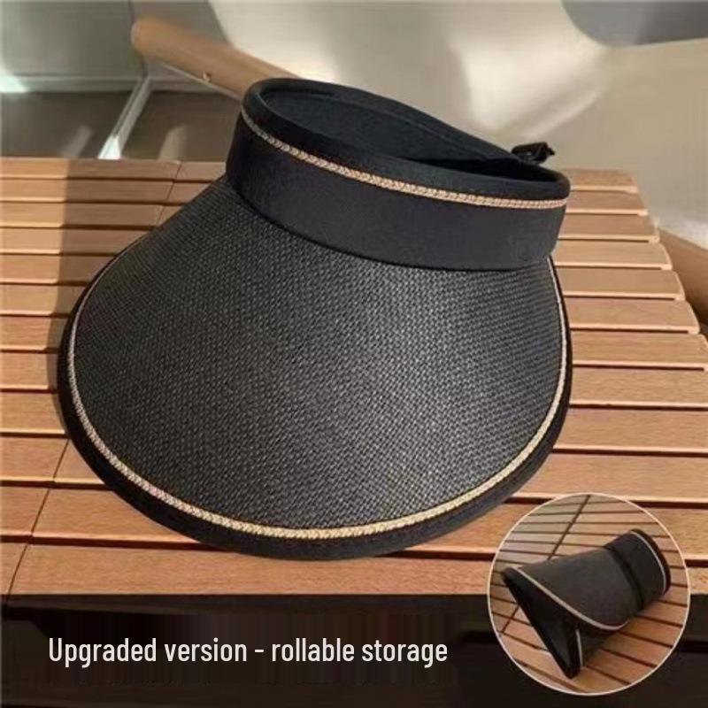 Women's 2026 Summer Sunshade Hat: Large Brim, UV Protection, Face Covering, Open-Top Straw Design