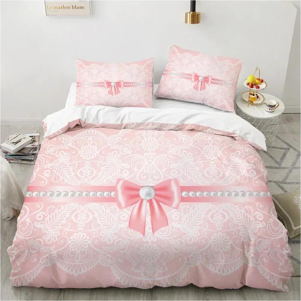 Top Für 3D-Druck Schleife Rosa Bettwäscheset Bettbezug Schlafzimmer Bettdecke Bezüge Einzelbett Doppelbett Kingsize Quiltbezug Heimtextil
