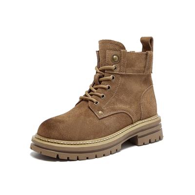 Fashion Retro Cow Suede Platform Boots for Women Autumn Winter New Designer Casual Women's Increase Shoes Fashion Work Boots Female