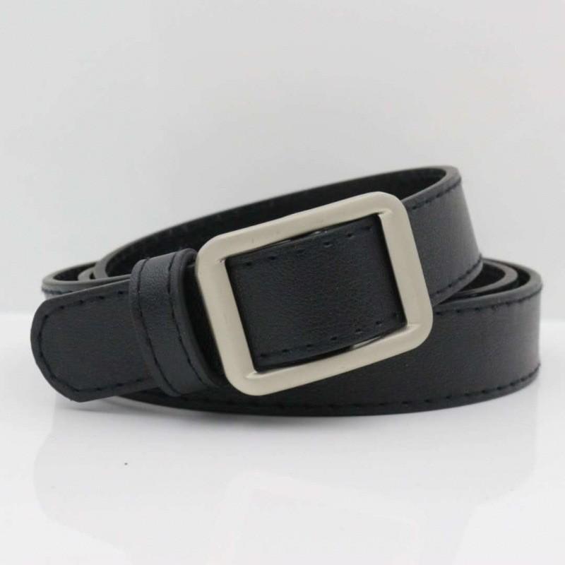 Chic Womens Korean Style Pu Buckle Belt In Black Beige Coffee For Looks Effortless