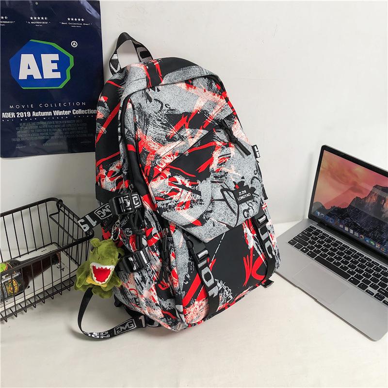 Spot Graffiti Streetwear Lightweight Backpack for Students & Casual Use