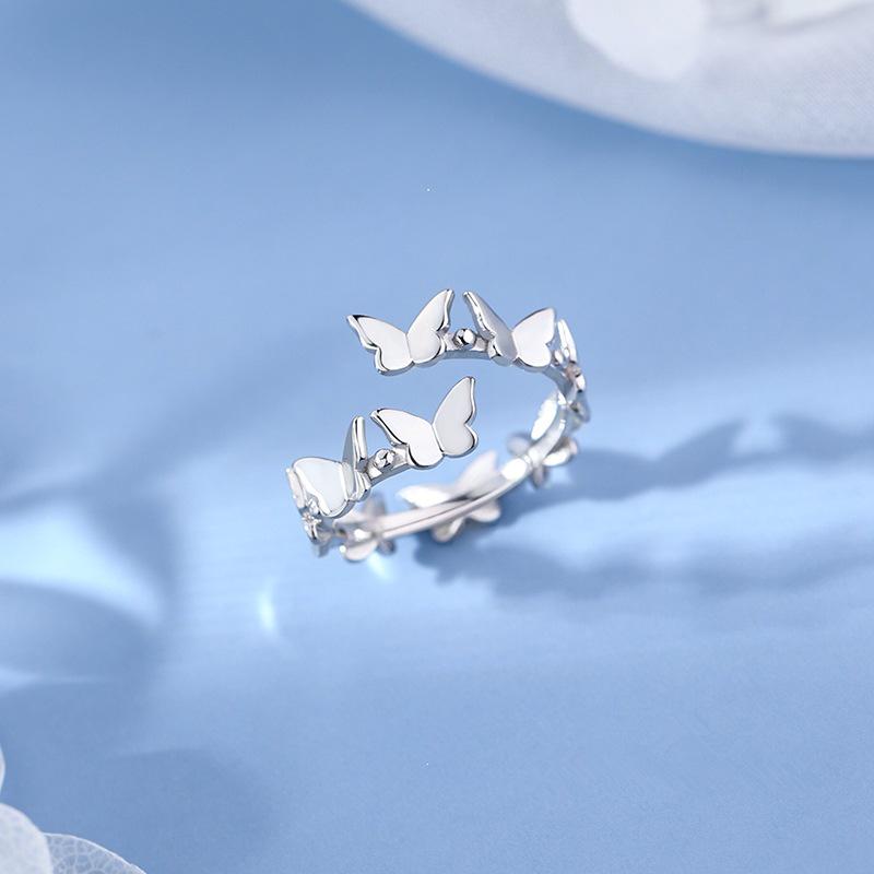 2022 Women's Trendy 925 Silver Butterfly Ring with Unique Design for Summer