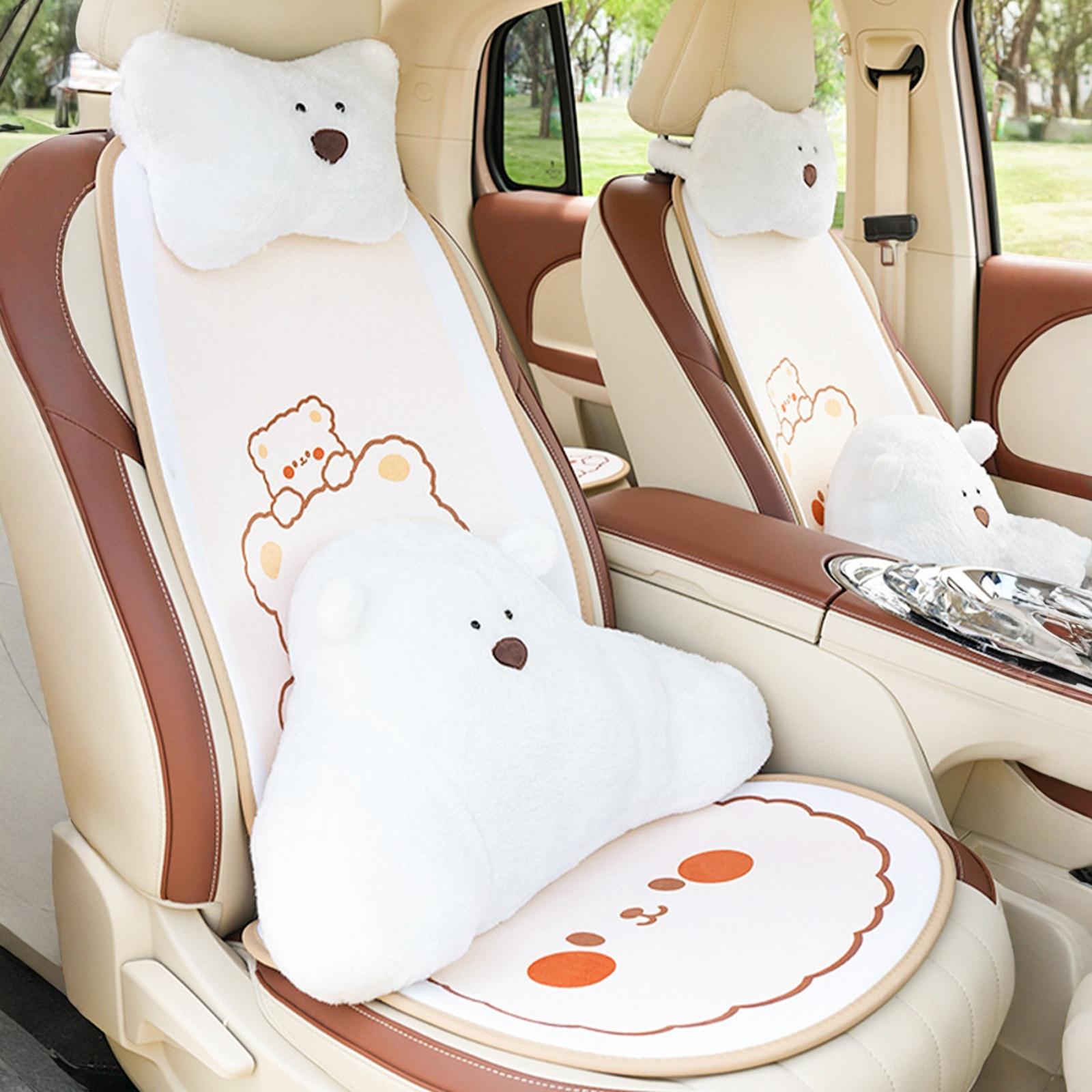 

Plush Car Headrest Lumbar Support Lumbar Cushion Cartoon Bear Backrest Lumbar Pillow Car Comfortable Neck Pillow Car Accessorie One Size
