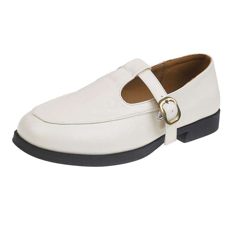 

Французские туфли Мэри Джейн в стиле ретро, маленькие кожаные туфли 2025 года, ранняя весна, корейская версия, плоские одинарные туфли, универсальные мокасины, маленькие кожаные туфли 35