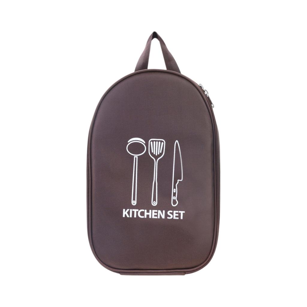 Portable Outdoor Cookware Storage Bag Camping Kitchen Utensils Organizer Picnic Tool Carrying Case with Handle for Travel and Outdoor Activities
