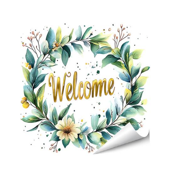 Spring Flower Wreath Window Cling Tulip/Sunflower/Rose Flower Static PVC Sticker Removable Glass Decals for Home Office Shop