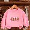 Kids Crewneck Long Sleeve Sweatshirt,Four Cute Strawberries Graphic Print