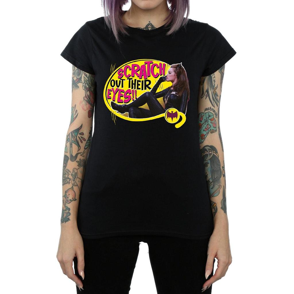 DC Comics Womens/Ladies Batman TV Series Catwoman Scratch Cotton T-Shirt