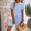 2026 European Bestseller: Women's Solid Color T-Shirt & Shorts Two-Piece Summer Casual Sports Suit