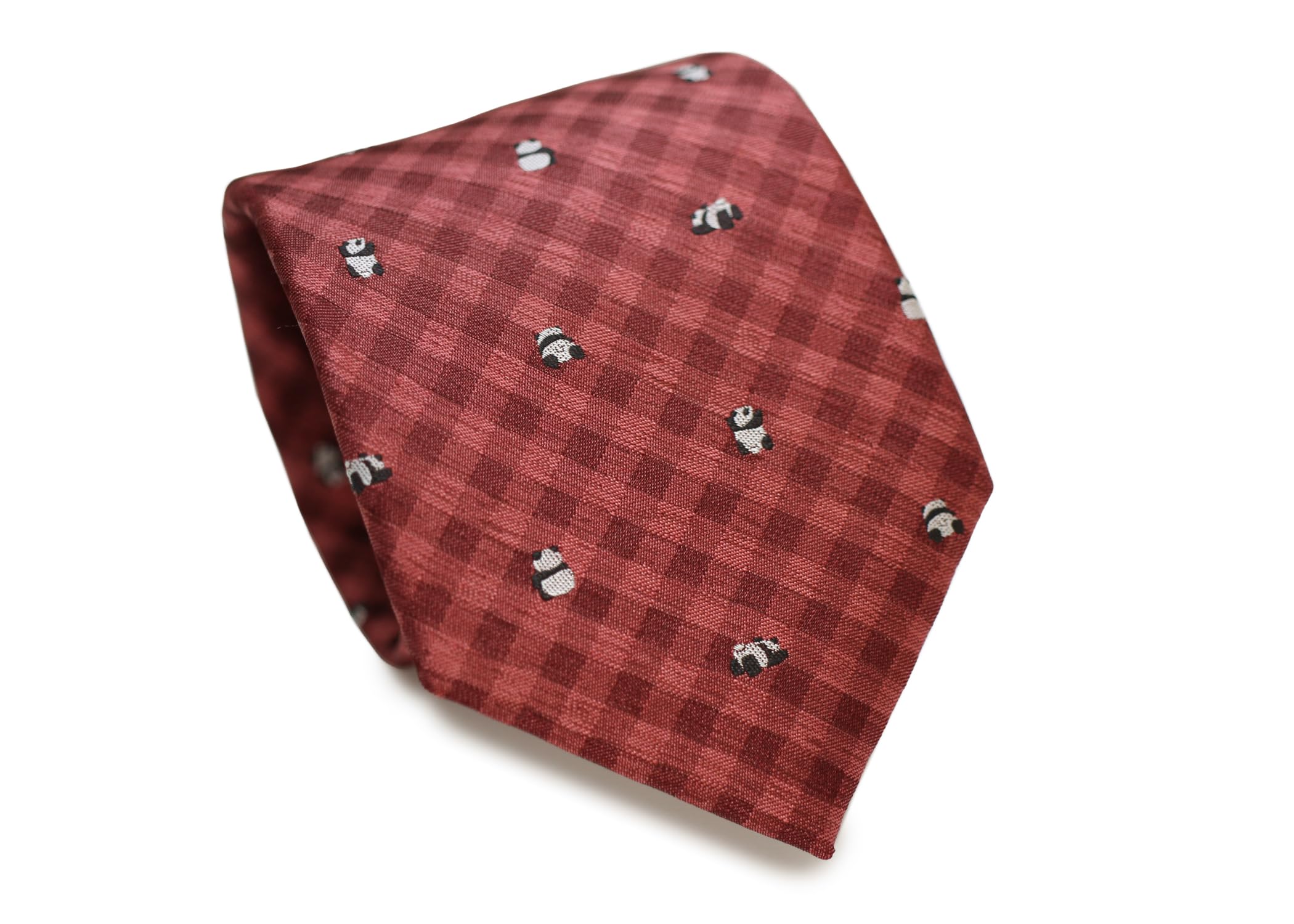 [SIMON CARTER] Simon Carter Panda Gingham Check Silk Tie (Antique Red)