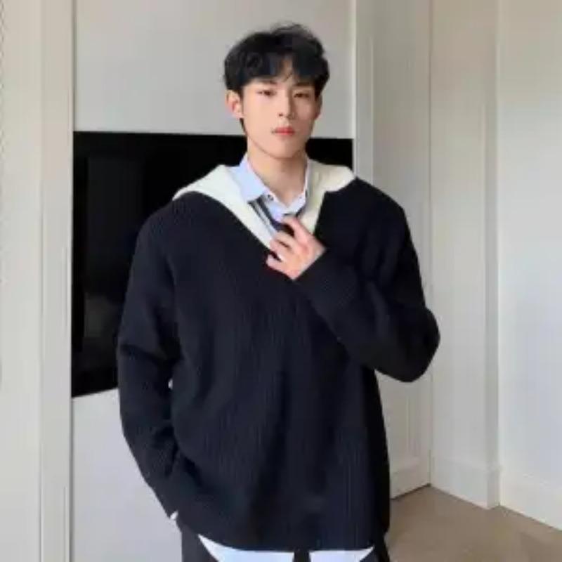 Irregular Button Turtleneck Sweater Men's Autumn and Winter Fashion Brand