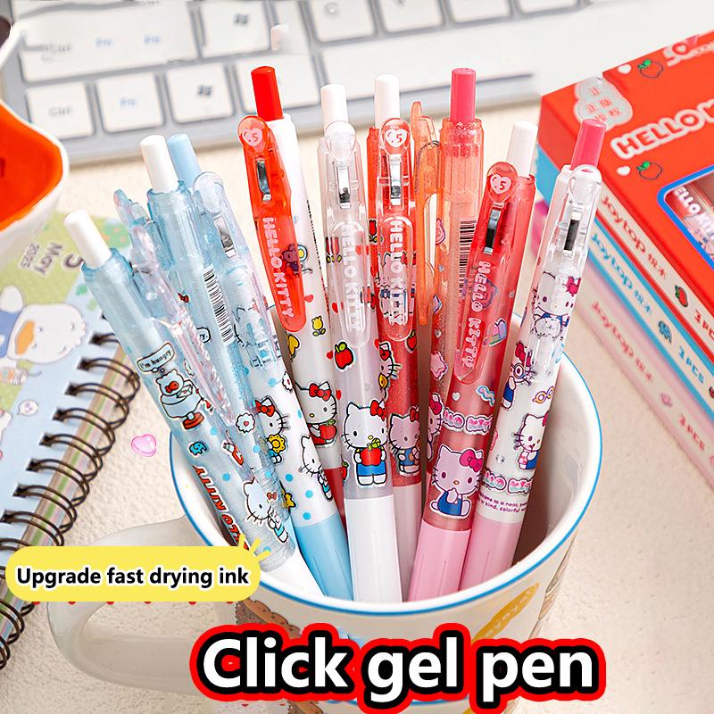 3Pcs/Box Kawaii Kuromi Melody Pressing Gel Pens Set Cute Cartoon 0.5Mm Black Ink Neutral Pens Student Stationery Office Supplies
