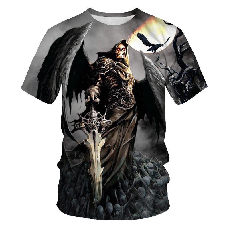 Summer Round Neck 3D Skeleton Print Top Fashionable Casual Short Sleeved Men's T-shirts