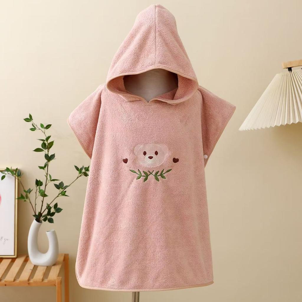Children's Bath Towel Cape with Hat Baby Coral Fleece Absorbent Quick-drying Bathrobe Vacation Men's and Women's Beach Towels