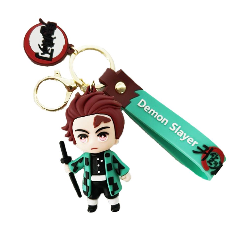 Anime Demon Slayer Kimetsu No Yaiba Doll Blade of Ghost Keychain Cute Characters Bag Pendant Car Key Chain Ring Fans Toy Gift