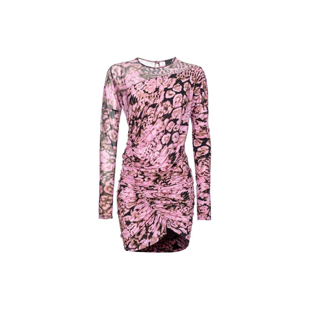 PINKO Printed Plain Knit Mini Long Sleeve Dress Women dresses Rose-Pink 103257A1O5-UY6