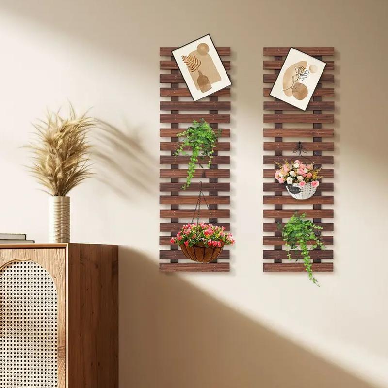 1/2/3/4pcs Wooden Hanging Rack Bohemian Anti-corrosion Flower Shelf Layout Living Room Potted 30x30cm