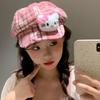 Sanrio Hello Kitty Beret Cap: Cute Face, Slimming Wool Beret for Women (Square Face, Round Face), Adjustable Octagonal Hat for