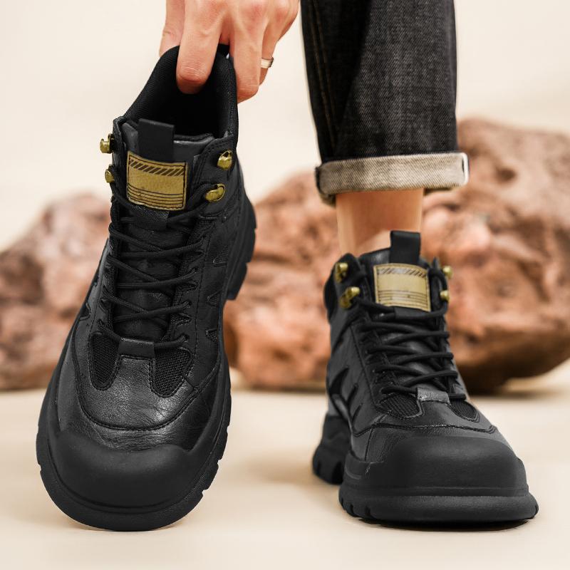 Fashion High quality New Black Autumn and winter men's boots Classic Comfort Thick Bottom Style Office outdoor leisure warm shoes