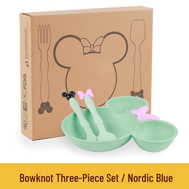 

Wheat Straw Kids Tableware Set: Cartoon Plate, Spoon & Fork - Perfect for Kindergarten Toddlers