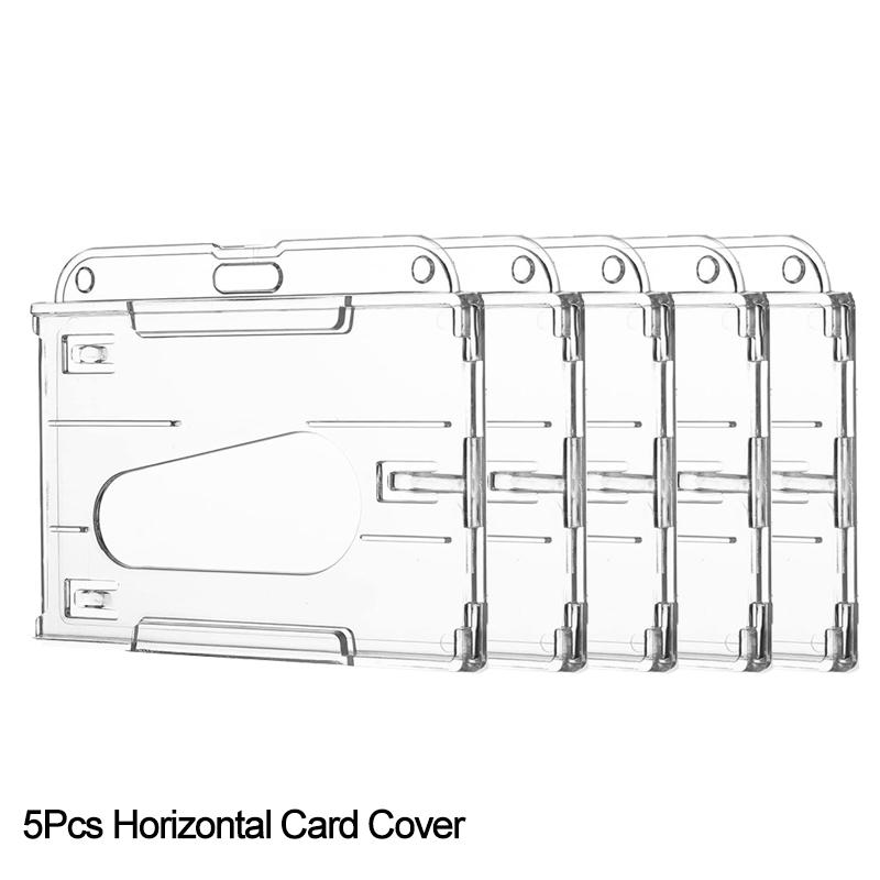 1/5Pcs Keychain Badge Reel Retractable Pass Work Permit Case Sleeve Dual Card Slot Card Holder Protector ID Tag Cover NEW