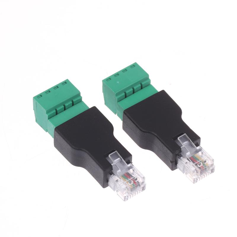 1/2Pcs 6P4C Male To 4 Pin Screw Terminal Converter Rj11 Ethernet Connector For Phone Receiver Extend Cable Adapter