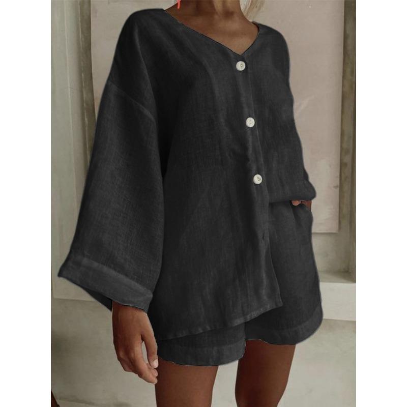 Summer New Women's Fashion Shirt Shorts Casual Set