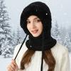 3 in 1 Beanie Hat with Scarf and Mask Winter Warm Women Knitted Beanie Hat Fleece Lined Winter Scarf Mask Set Snow Caps Hats