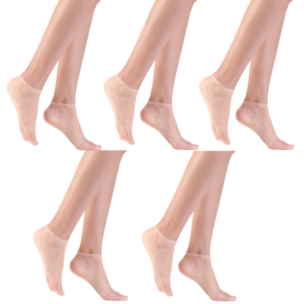 5 Pairs Soft Silky Stockings for Womens Sheer Ankle Socks With Elastic Cuffs Ultra Thin See Through Low Cut Boat Socks