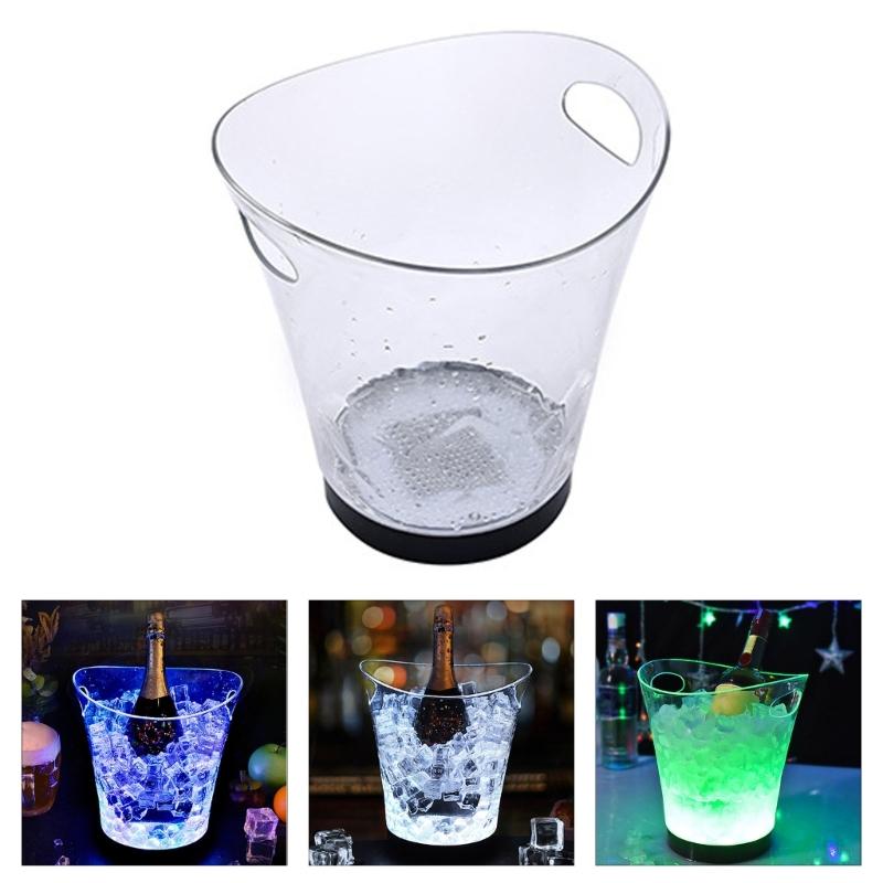 5L LED Ice Buckets with Colorful Light Portable 5L LED Ice Buckets Ice Container Bin for Outdoor BBQs and Festivities