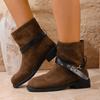 2025 Autumn and Winter New Korean Comfortable Belt Buckle Women's Martin Boots Versatile Round Head Platform Short Boots