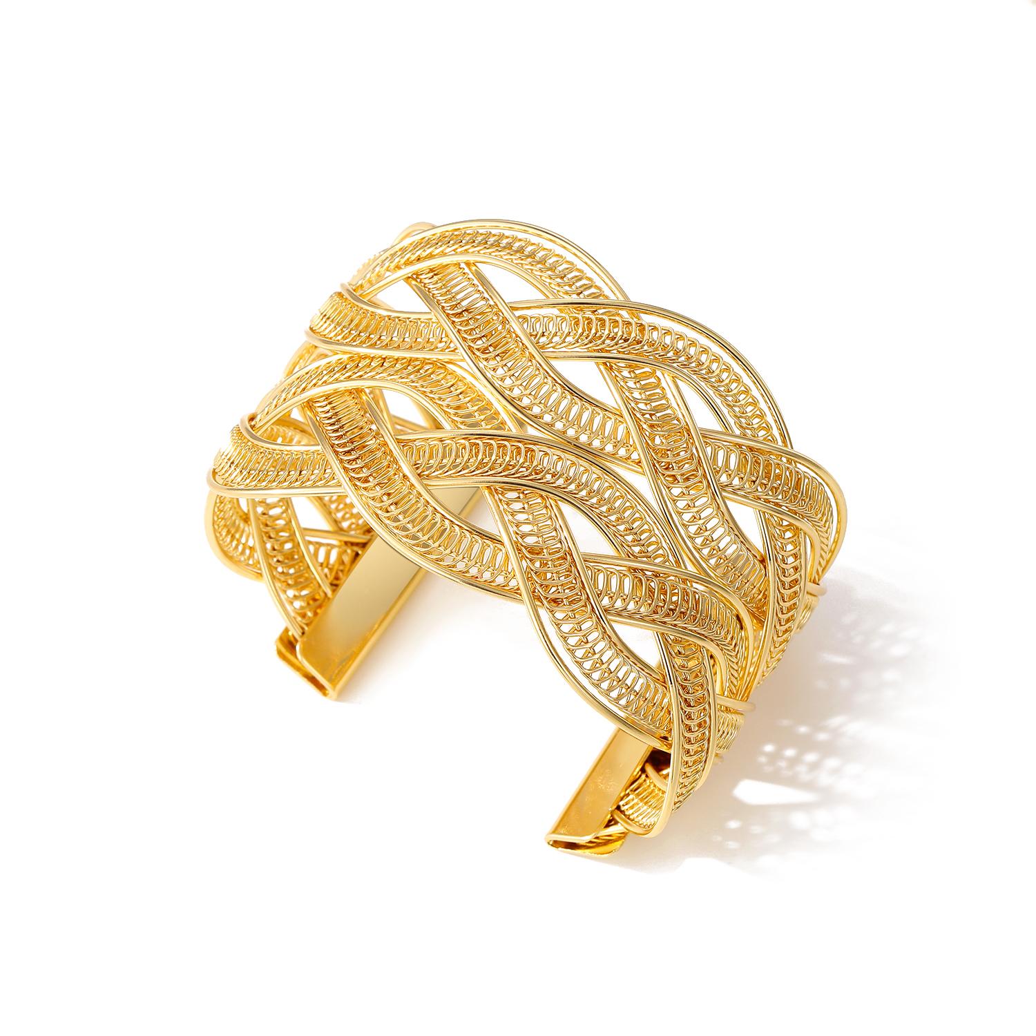

Широкий Элегантный Браслет Выдалбливают Элегантные Модные Ювелирные Изделия Браслет Открытие Регулируемый Ужин Свадьба Золото Роскошные Сто Аксессуаров золотой