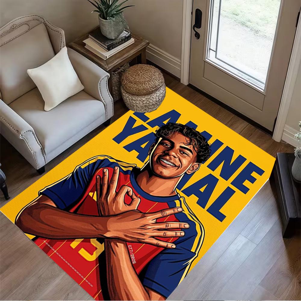 Lamine Yamal's Yamal: Future Football Floor Mat Design for Dining Room Hallway Balcony Bedrooms Anti-slip Rug Anime Office Decor Perfect Gift for Frie