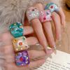 New Trendy Colorful Rhinestone Resin Finger Rings for Women Girls Sweet Chunky Irregular Geometric Rings Aesthetic Jewelry Gift