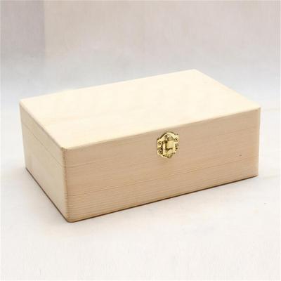 Caja de Almacenamiento para el Hogar Madera Natural Con Tapa Cierre Dorado Organizador de Postales Artesanía Hecha a Mano Joyero Caja de Madera Cofre Mejor Venta