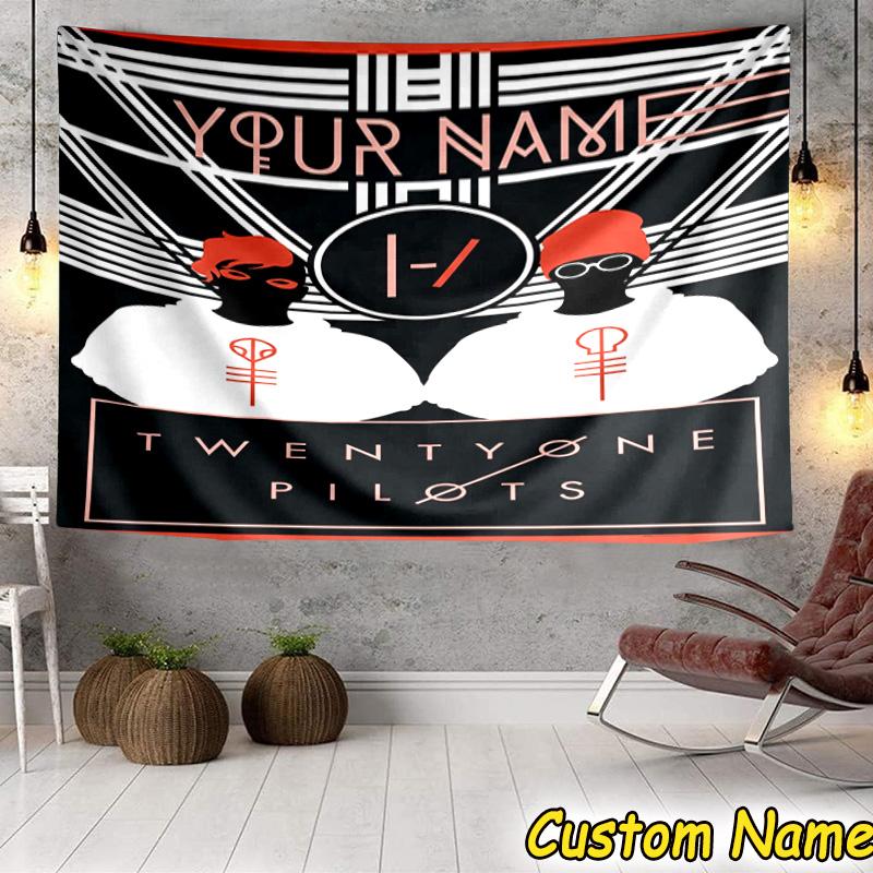 Tapiserie Personalizată Twenty One Pilots Muzică Evoluție Decorațiune Cameră Agățătoare de Perete pentru Sufragerie Dormitor, Cameră de Cămine, Cadouri de Ziua de Naștere și Crăciun 100cmx150cm white