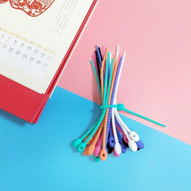 Packung mit 10/20/50 Silikon Wiederverwendbare Tasche Drehverschluss Kabelbinder Flexible Bänder zur Organisation und für DIY-Projekte