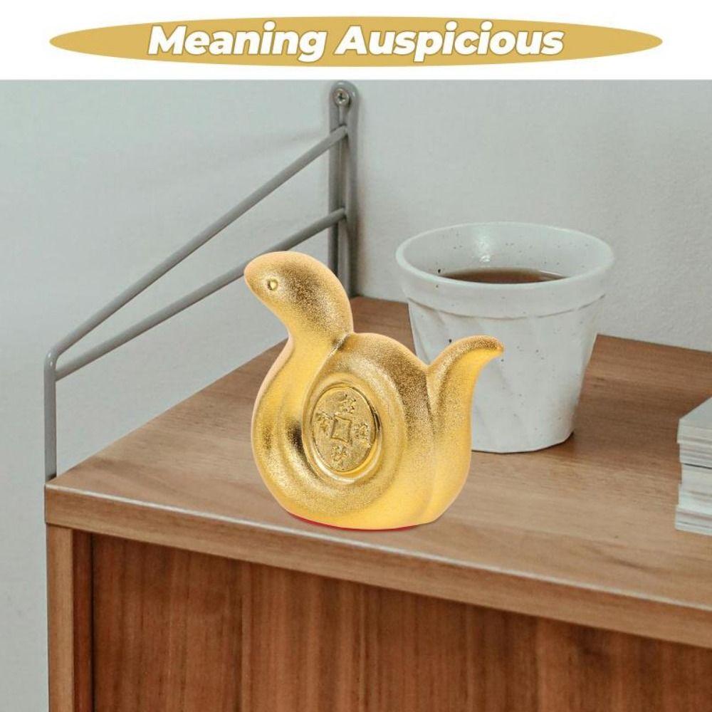 Cute Golden Snake Piggy Bank Unique Desktop Animal Jar Funny Snake Year Ornaments  Collection