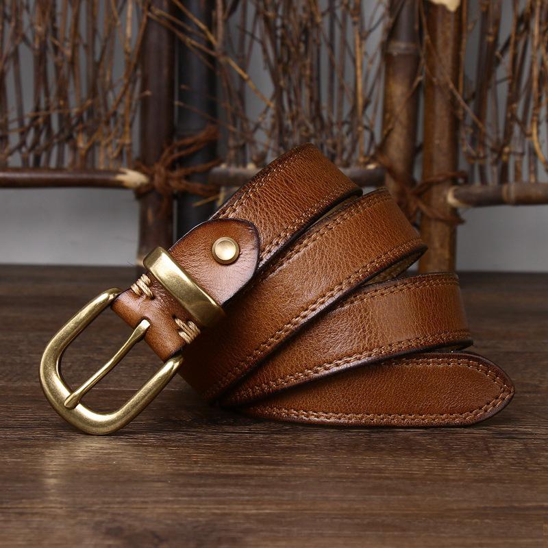 2.8cm Width Women Genuine Leather Belt for Women Female Cowskin Strap Casual Copper Buckle Ladies Belts Designer High Quality
