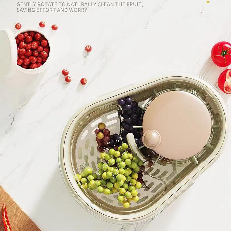 Fruit Cleaner Spinner,Fruit and Vegetable Washing Machine with Brush,Fruit and Vegetable Cleaner with Colander and Bowl 