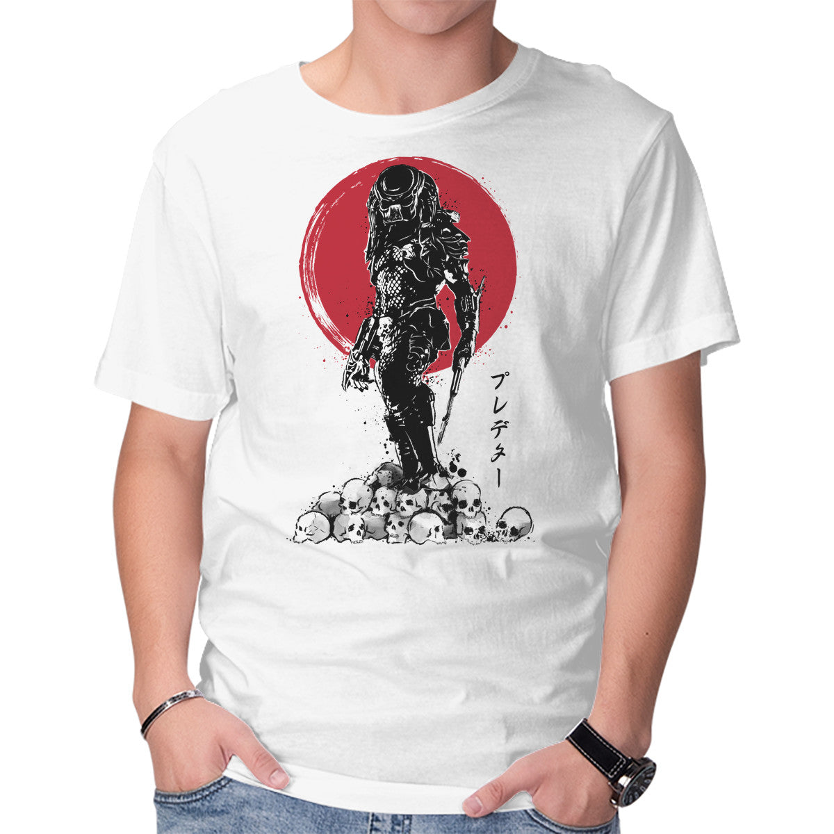 Unisex Crew Neck T-Shirt Yautja Hunter Sumi-E Graphic Short Sleeve Casual Tee XXXL