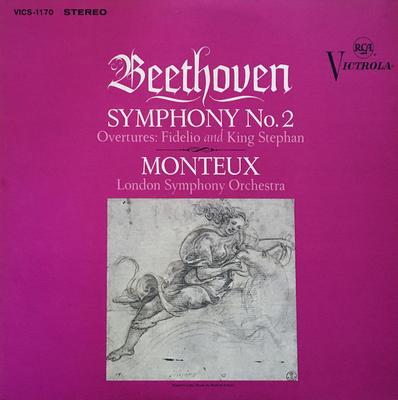 LP Record LUDWIG VAN BEETHOVEN, PIERRE MONTEU - Symphony No. 2 / Overtures: Fidelio VICS1170 RCA Victrola 1966 US Classical Used