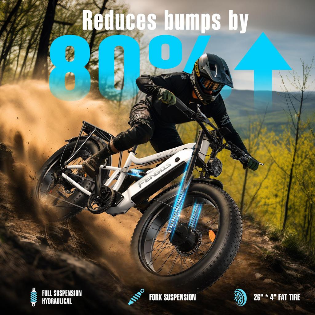 Electric Bike FENGQS H6 PRO Dual 750W Motors 52V 17.5Ah Battery 26*4.0 Inch Tires 60km/h Max Speed 140km Max Range 7-speed