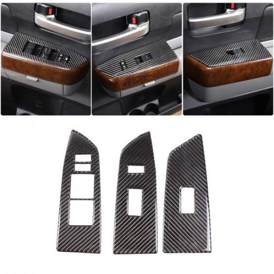 Soft Carbon Fiber Window Switch Panel Trim Cover Set Fit For Tundra 2007-2013