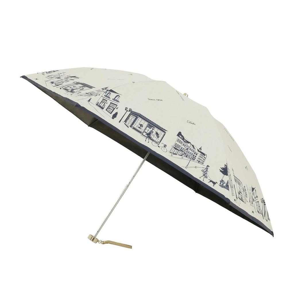 Moonbat Folding Parasol for Made In Perfect for Sun and Premium Light Heat and UV Cityscape White "Dachshund" Women, Japan, Rain, Blocking,
