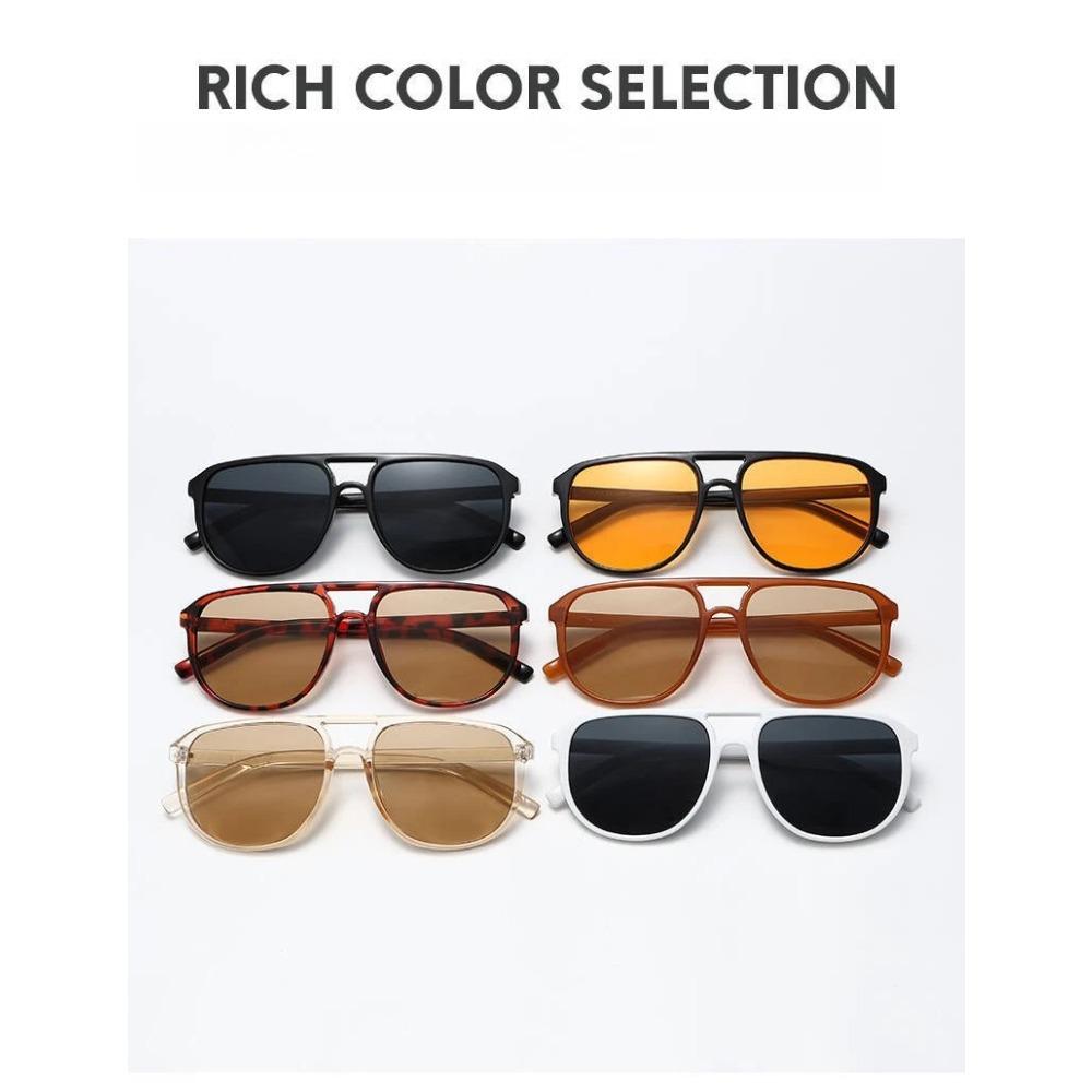 Women's INS Style Fashion Square Frame Sunglasses Retro Double-Bridge Unique Versatile UV400 Shades Eyewear Men's Goggles